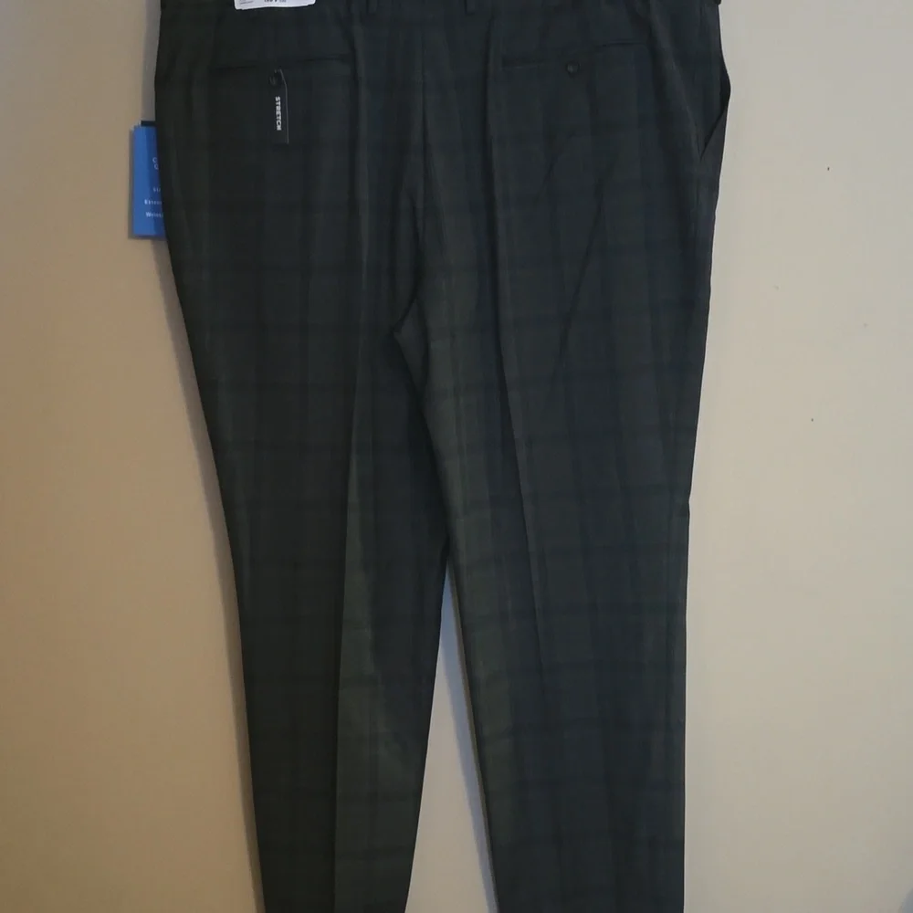 New Shaquille O'Neal‎ Men's Size 48x32 Gray Plaid Dress Pants Trousers